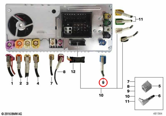 Module d'antenne GPS OEM 61119375974 pour BMW F25, F26. BMW d'origine.