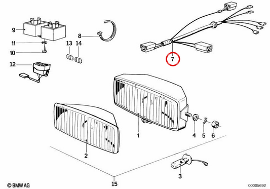 Ensemble de câbles Faros Antiiebla pour BMW E46, F30, F80 (OEM 61121243718). BMW d'origine