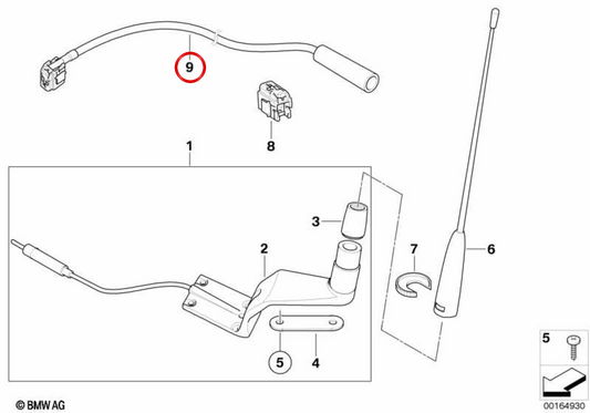 Cavo antenna OEM 61121668738 per moto BMW K1200LT, K1200RS. BMW Motorrad originale.