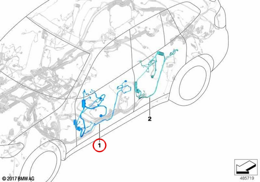 OM 61125A227C2 Driver Wiring Wiring Harness For BMW G01, G08, F97, G02, F98. Original BMW.