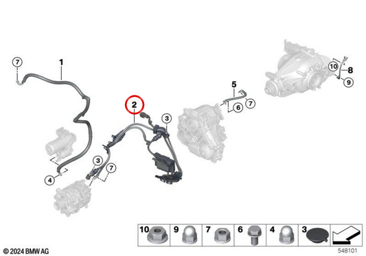 Cabo de arranque e gerador B+ OEM 61125A28481 para BMW G20, G21, G22, G23, G26. BMW genuíno.