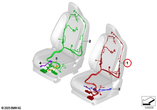 Câblage siège gauche OEM 61125A531B6 pour BMW IX (I20). BMW d'origine.