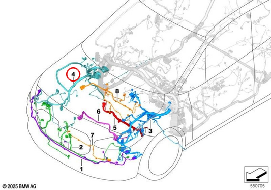 Ensemble de câbles de réparation de porte d'entrée droite 61125A70C18 pour BMW U11. BMW d'origine.