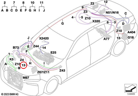 Cabo de alimentação OEM 61125A7C9E5 para BMW G70. BMW genuíno.