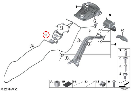 Mazzo cablaggio posteriore con luce posteriore OEM 61125A7E212 per moto BMW R 12 nineT, R 12 nineT A2. Originale BMW Motorrad.