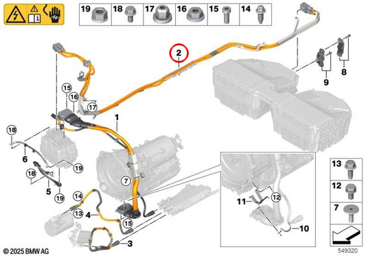 Hochspannungsverkabelung für Hybridbatterie OEM 61126823578 für BMW G11, G12. Original BMW.