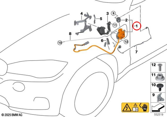 Câble HV pour le chargement OEM 61126824112 pour BMW F30. BMW d'origine.