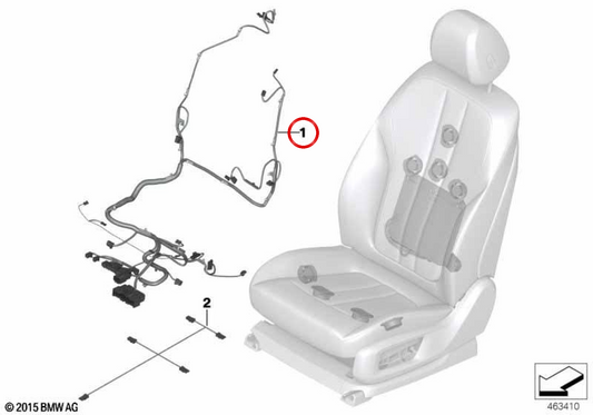 Fiação do assento esquerdo OEM 61126834187 para BMW F90. BMW genuíno.