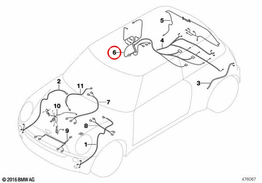 Cabos de reparo traseiro direito OEM 61126844849 para MINI Clubman F54, F54 LCI. MINI originais.