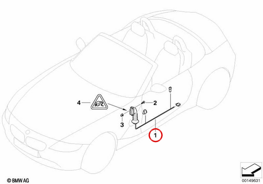 Mazo de cables puerta copiloto OEM 61126986987 para BMW E85, E86. Original BMW.