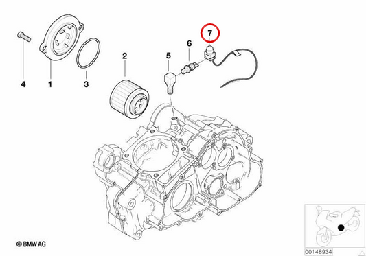 Duto do interruptor de pressão do óleo de reposição OEM 61127695204 para motocicletas BMW F 650 GS, F 650 GS Dakar, F 650 CS. Originais BMW Motorrad.