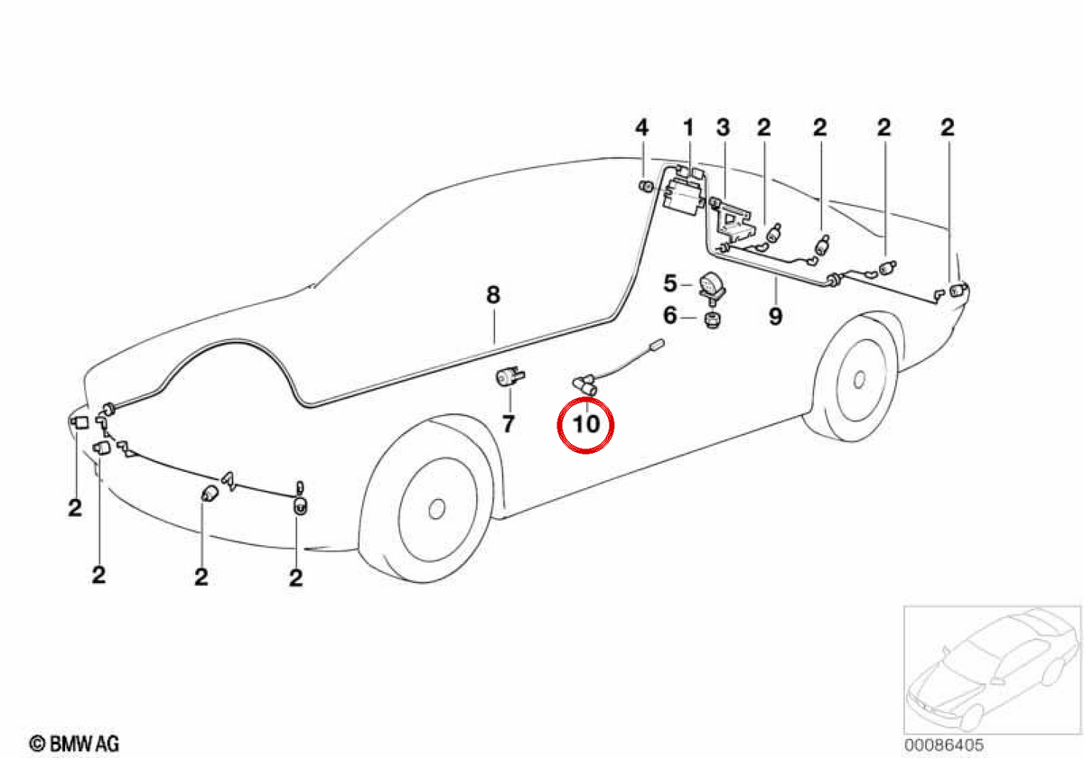 OEM PDC -Adapterkabel 61128376876 für BMW E39. Original BMW.