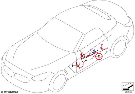 Chicote elétrico do painel da porta do passageiro OEM 61128716487 para BMW G29. BMW genuíno.