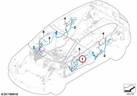 Cableado lado conductor OEM 61128795805 para BMW F39. Original BMW.