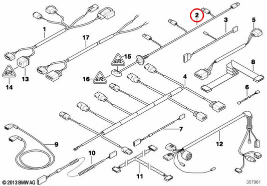 Fiação do pára-choque traseiro para BMW Série 5 E60N, E61N (OEM 61129122276). BMW genuíno