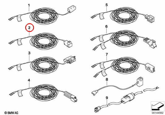 Cavo di riparazione per protezione del ginocchio / unità di controllo OEM 61129127982 per BMW E85, E86. BMW originale.