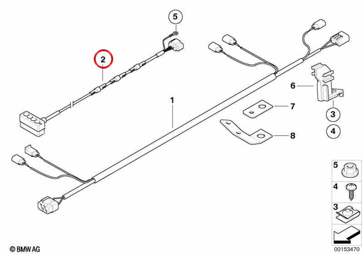 Adresse active Alimentation du câble pour BMW E81, E82, E87, E88, E90, E91, E92, E93 (OEM 61129141170). BMW d'origine