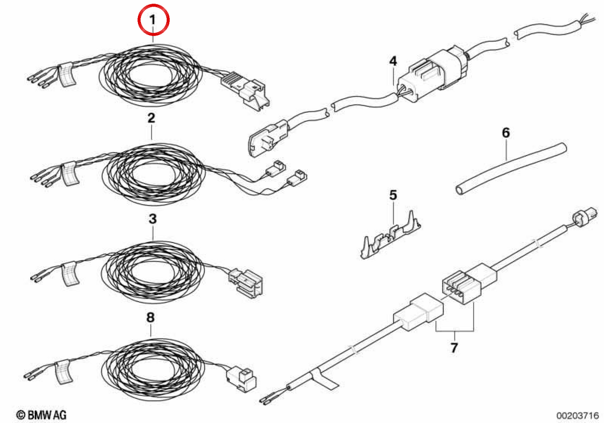 Réparation du câble Airbag / module de commande OEM 61129191748 pour BMW E60, E61, E63, E64. BMW d'origine.