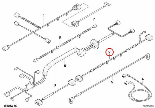 Fiação de direção ativa OEM 61129217221 para BMW E71. BMW genuíno.