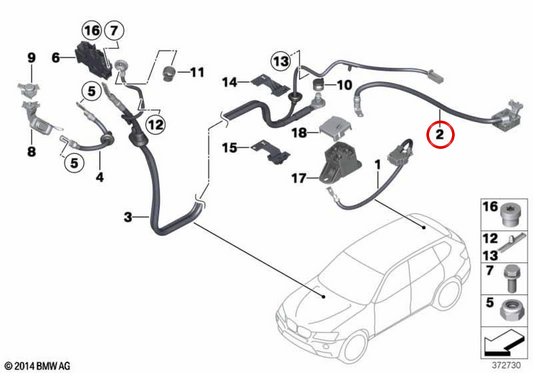 Câble de batterie positif OEM 61129225099 pour BMW F25. BMW d'origine.