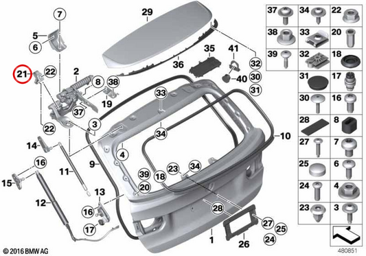 Massenkabel Linkes hinteres Tor OEM 61129247542 für BMW E91, E91 LCI, F31, F31 LCI. Original BMW