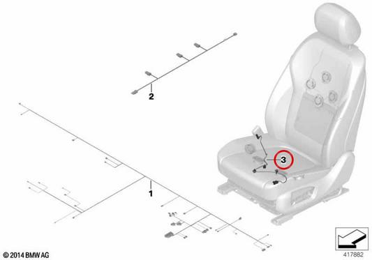 Módulo de reparación airbag asiento/cinturón OEM 61129313562 para BMW F15, F16. Original BMW.