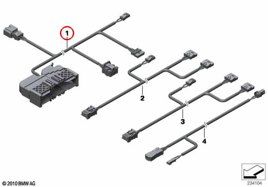 Fiação do assento do passageiro OEM 61129336934 para BMW F25, F26. BMW genuíno.
