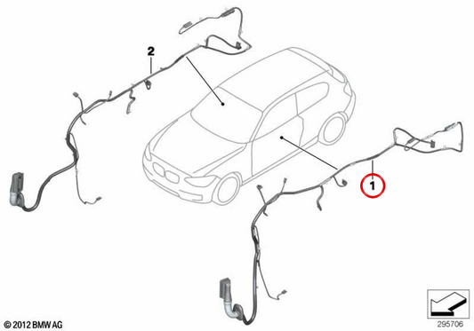 Cableado puerta del conductor OEM 61129340988 para BMW F22, F23. Original BMW.