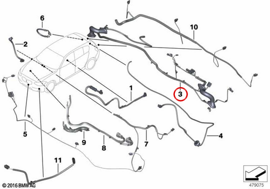 OEM rear gate wiring 61129344677 for BMW F22, F87, F80, F82, F83. Original BMW.