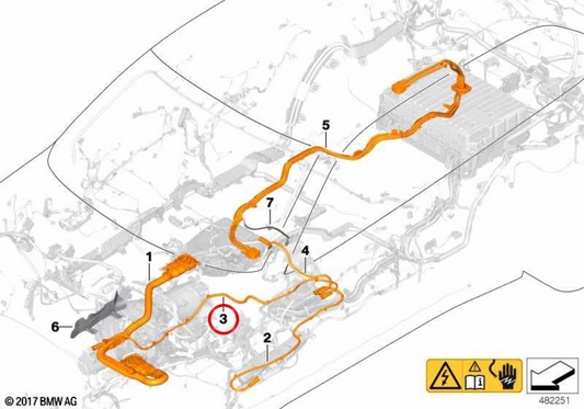 Cablaggio ad alta tensione per compressore del condizionatore d'aria elettrico 61129384229 per BMW F15. BMW originale.