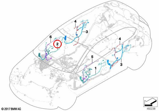 Cablaggio lato passeggero OEM 61129389324 per BMW F45, F46. BMW originale.