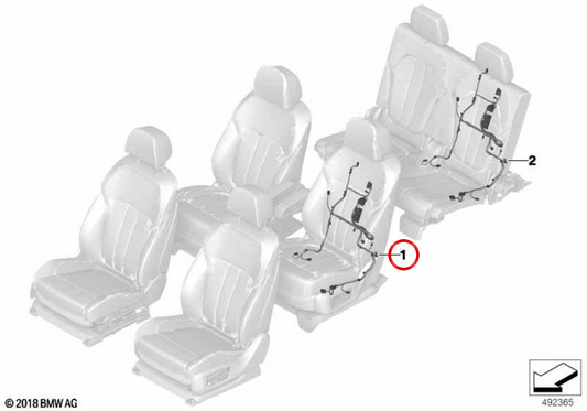 Câblage du siège arrière droit 61129857142 pour BMW G05, G07. BMW d'origine.