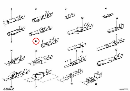 Terminal de Conexión Redondo OEM 61131359920 para BMW E21, E12. Original BMW.