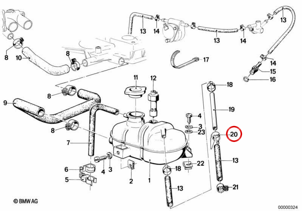 Suporte de fixação OEM 61131362825 para BMW E21, E30, E12, E28, E34, E24, E23, E32. BMW genuíno.