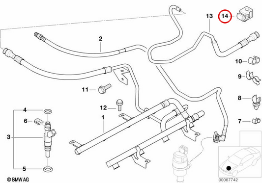OEM cable support 611369502 for BMW E52. Original BMW.