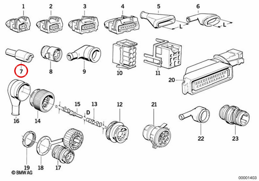Conector elétrico OEM 61131373239 para BMW E30, E34, E24, E32. BMW genuíno.