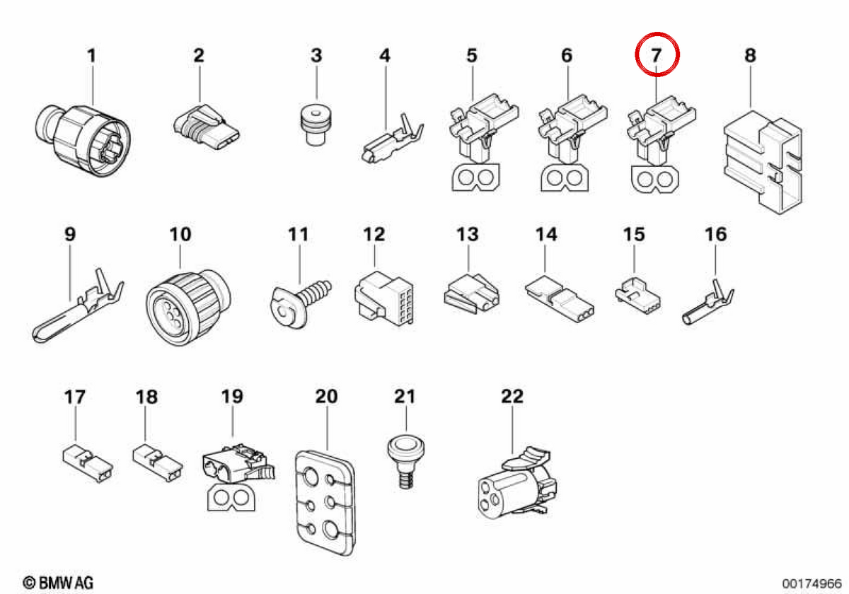 Conector de carcasa OEM 61131378402 para BMW E36, E34, E24, E32. Original BMW.