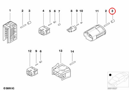 OEM individual cable seal 61131383791 For BMW E81, E82, E87, E88, F20, F21, E36, E46, E90, E91, E92, E93, F30, F31, F34, F32, E39, E60, E61, E63, E64, E38, E65, E65, E66, E6 E83, F25, E53, E70, E71, E72, Z3, E85, E86, E89. Original BMW.
