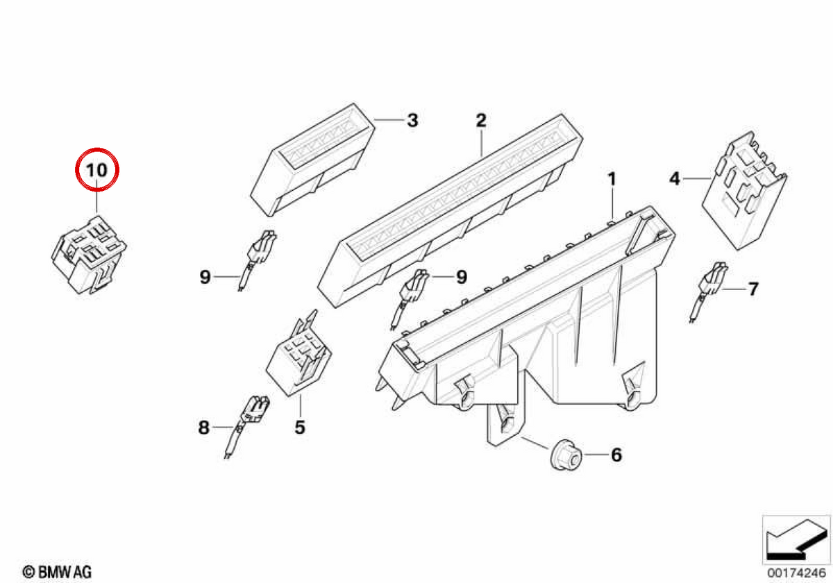 Base de relais OEM 61131387199 pour BMW E39, E38. BMW d'origine.