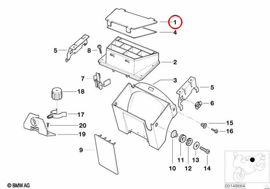 Kastenabdeckung für Leistungsschalter OEM 61132306367 für BMW Motorräder R1100GS, R1150GS, R850R, R1150RT... und mehr. Original BMW Motorrad.