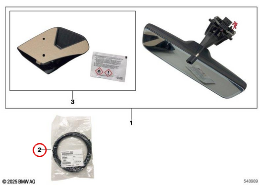Cabo coaxial de espelho interno OEM 61135B68369 para BMW Série 3 G20, G21 (2019-2022). BMW genuíno.