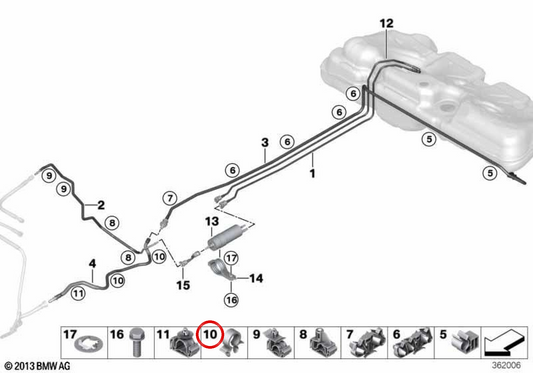 OEM -Kabelklemme 61136904113 für BMW F52, F45, F46, F48, F49, F39, F55, F56, F57, F54, F60. Original BMW.