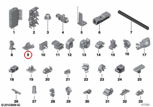 Supporto di connessione elettrica OEM 61136919430 per BMW E81, E82, E87, E88, F20, F21, E90, E91, E92, E93, F30, F31, F34, F32, F33, F36, F82, E84, E89, I3 (I0), i8 (i12, i15). BMW originale.