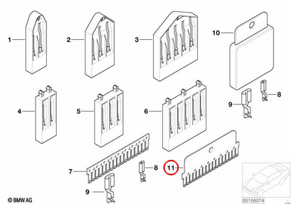 Connettore elettrico 11 Polos M6 OEM 61138353736 per BMW E36, E46, E39, E60, E61, E63, E64, E38, E65, E66, E83, F25, E53, E70, E71, E72, E85, E86, E52. BMW originale.