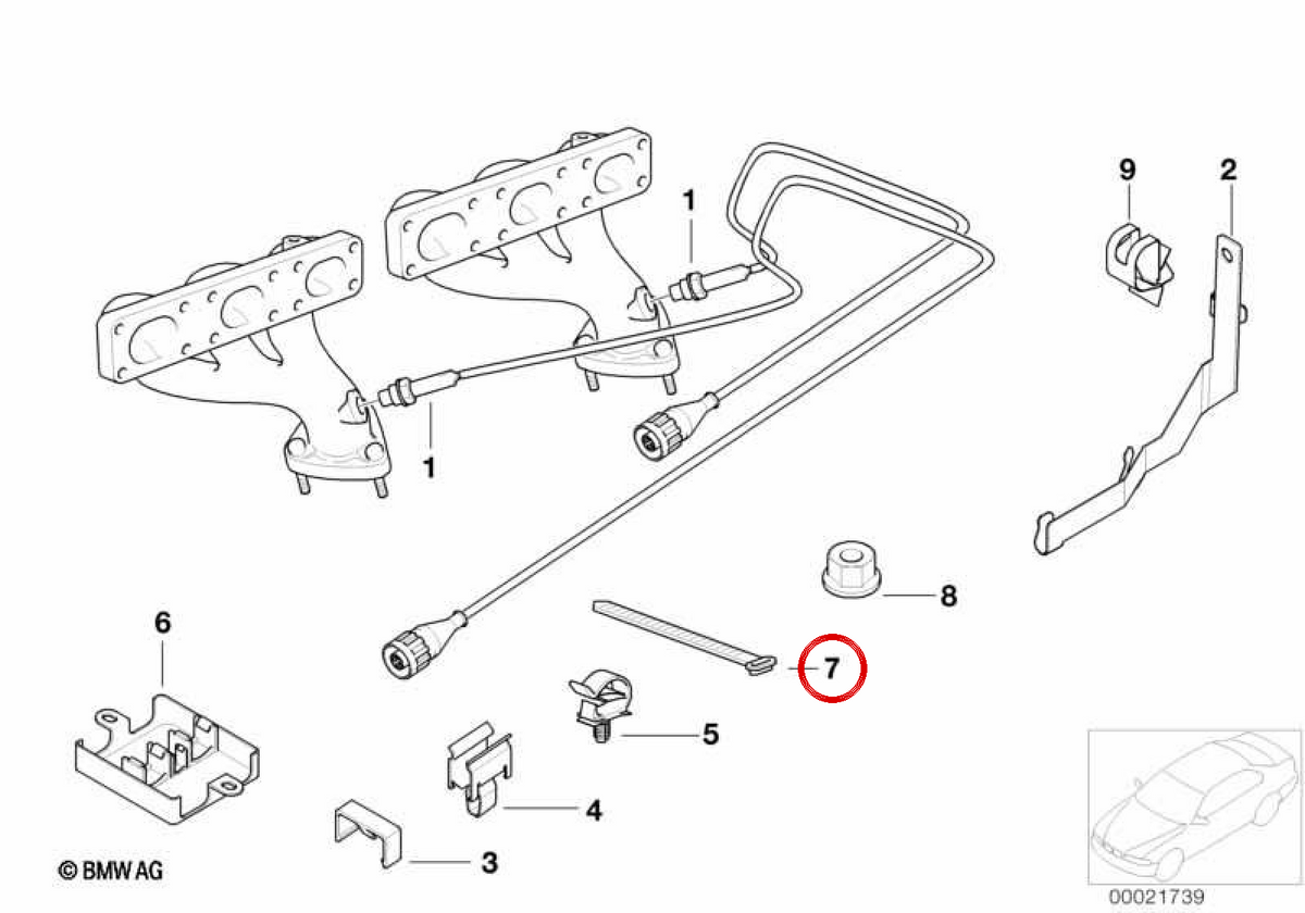 Soporte de cable OEM 61138368766 para BMW E39, E38, E83, E53. Original BMW.