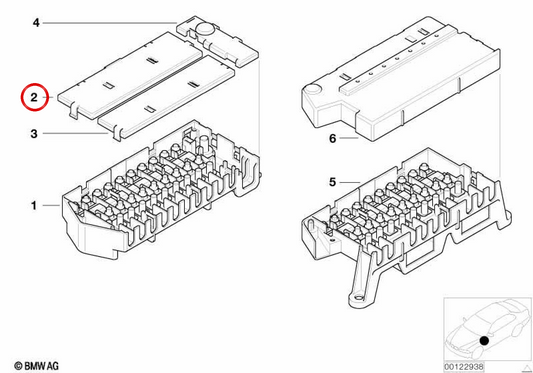 Tampa da caixa de fusíveis OEM 61138382459 para BMW E36, E39, E38, E53, Z3. BMW genuíno.