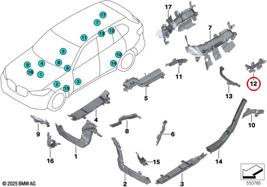 Fiação elétrica OEM 61138780814 para BMW G08, G05, G18, F95, G06, F96, G07. BMW genuíno.