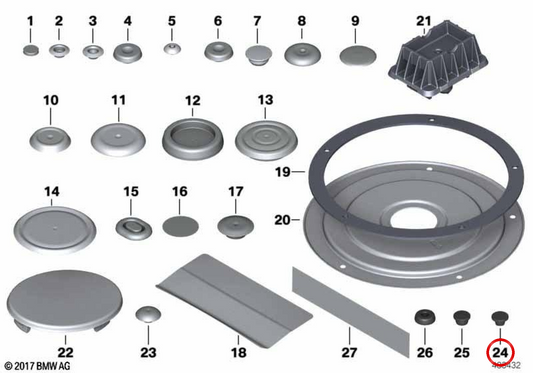Plugue de vedação OEM 61139217728 para BMW F10, F11, F06, F12, F13. BMW genuíno.