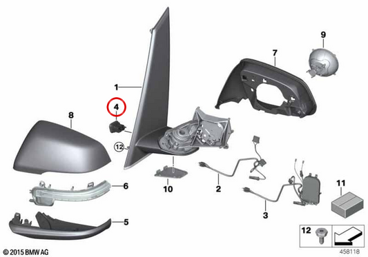 OEM Rückspiegelanschluss 61139313124 für BMW F52, F45, F46, F48, F49, G01, G08, F97, G02, F98, G05, F95, G06, F96, G07. Original BMW.