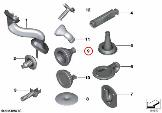 Ilhó de borracha OEM 61139321354 para BMW F25, F26. BMW genuíno.
